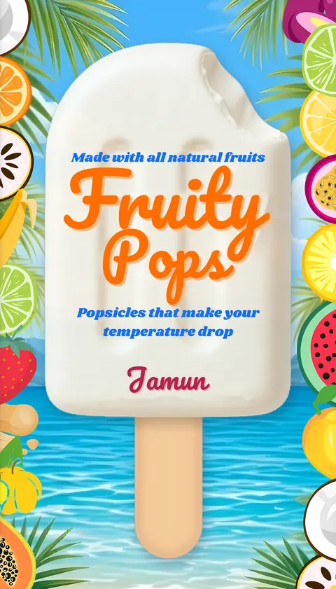 Fruity Pops Jamun ice pop wrapper