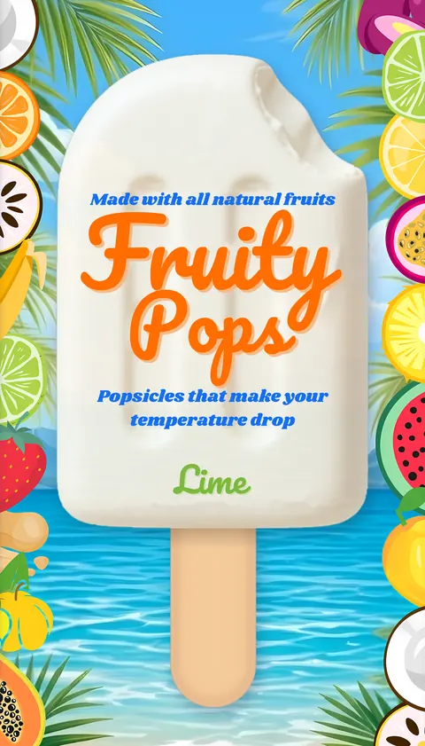 Fruity Pops Lime ice pop wrapper