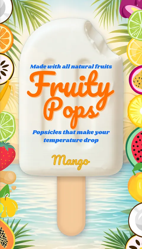 Fruity Pops Mango ice pop wrapper