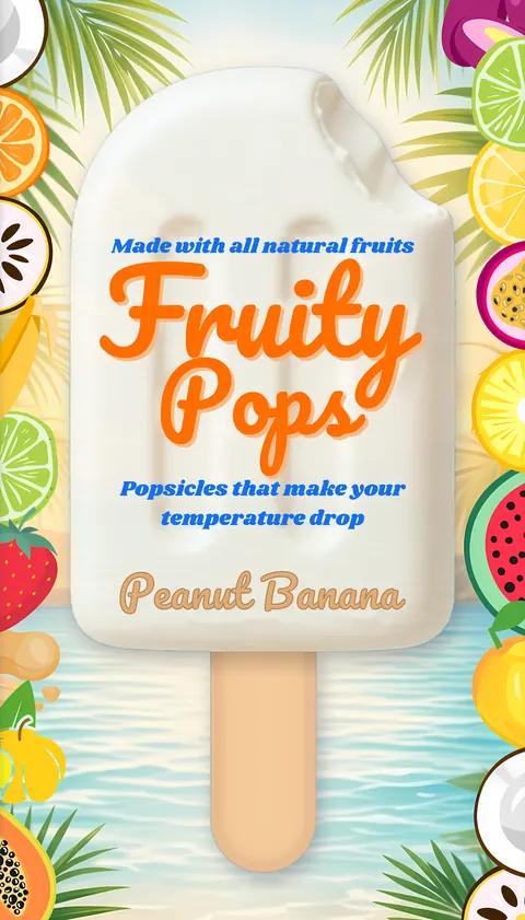 Fruity Pops Peanut Banana ice pop wrapper