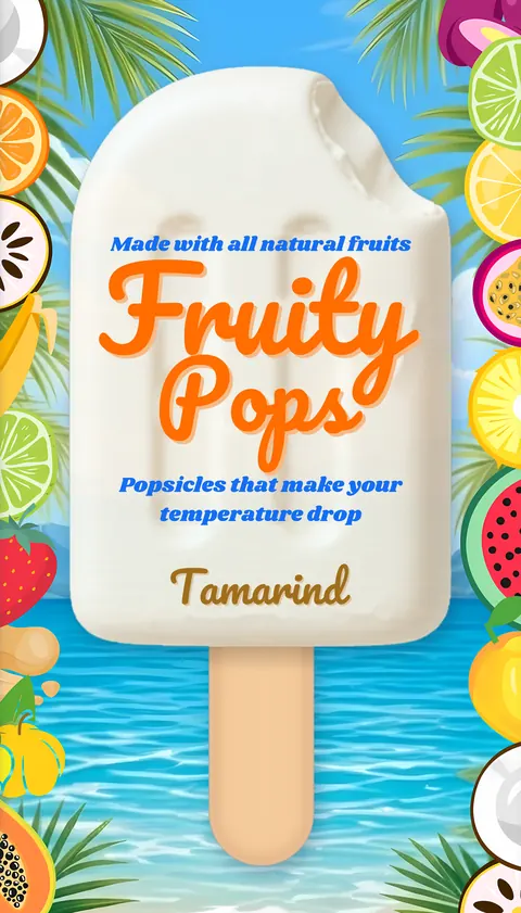 Fruity Pops Tamarind ice pop wrapper
